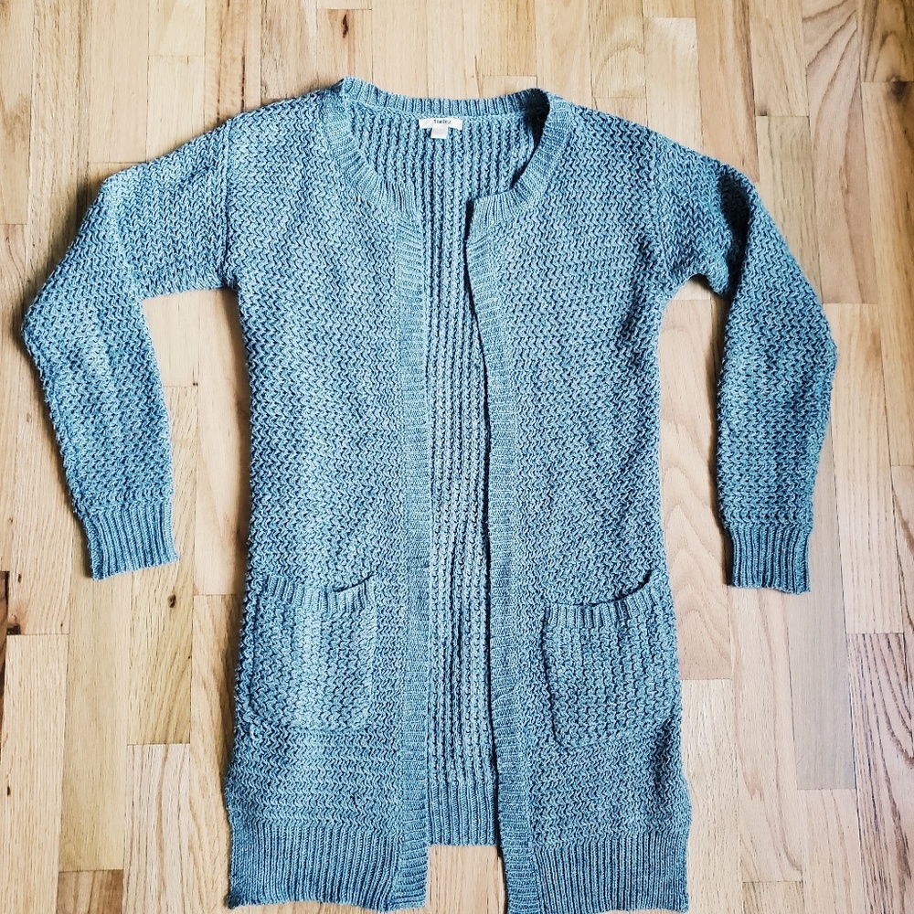 Cozy Long Grey Sweater w/ Pockets by Timing